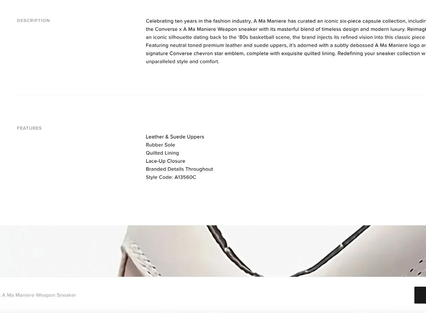 Redesigned product page with product details and imagery further down the page